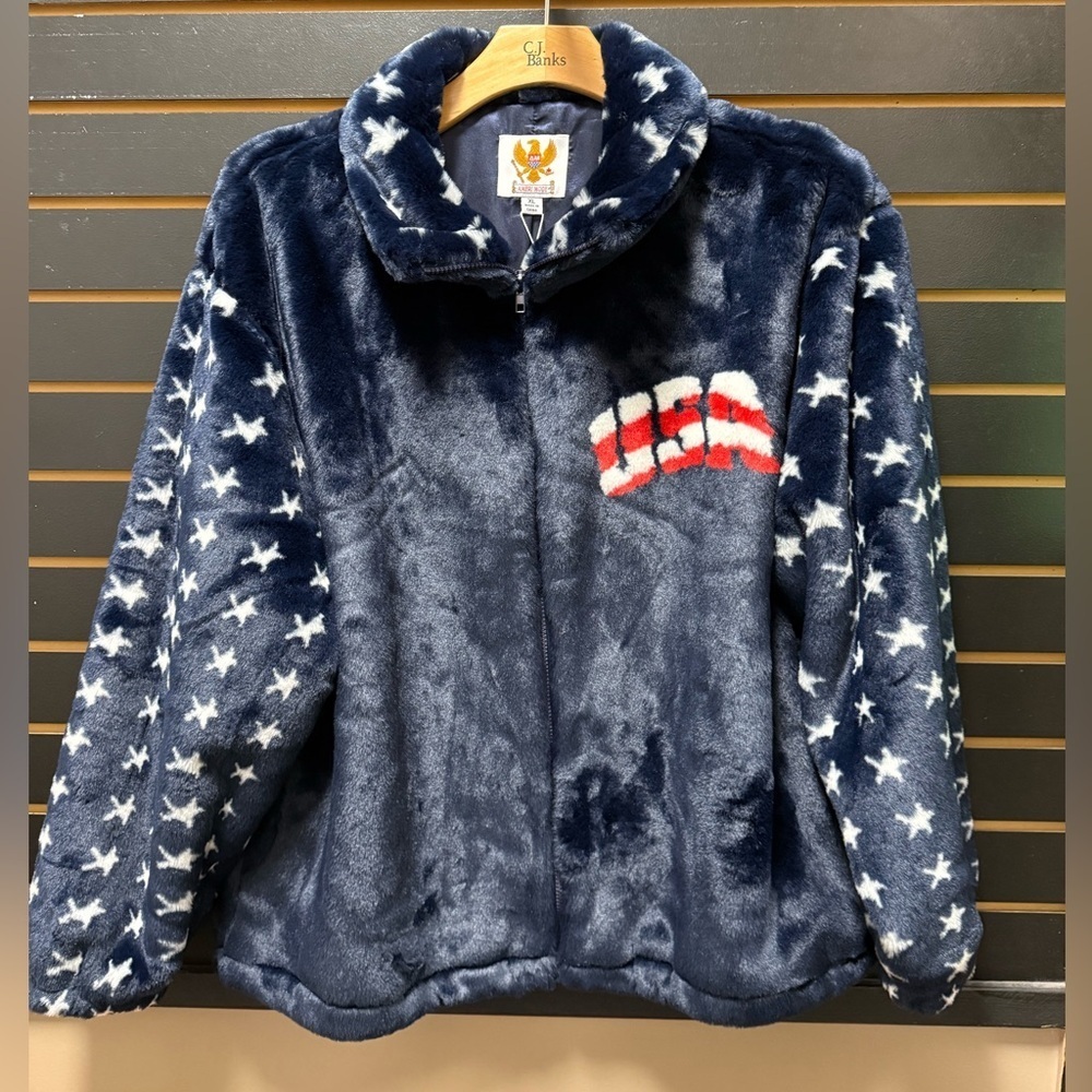 NWT Ameri Mode USA Faux Fur Jacket XL – Eagle Back